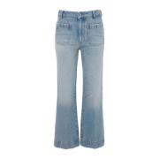 Victoria Beckham Blå Cropped Jeans med Fickor Blue, Dam