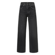 Anine Bing Avslappnad passform Svarta Denimjeans Black, Dam