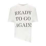 Elisabetta Franchi Asymmetrisk T-shirt 'Ready to go again' White, Dam