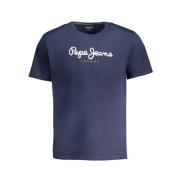 Pepe Jeans Blå Bomull Tryckt Logotyp T-shirt Blue, Herr