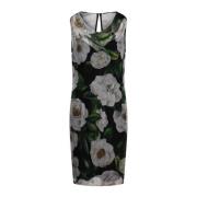 Dolce & Gabbana Blommigt Tryck Slip Klänning Gardenia Stil Multicolor,...