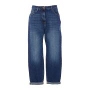 Elisabetta Franchi Denim Jeans med Frontknappstängning Blue, Dam