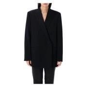 Jil Sander Svart Ull Blazer Dubbelknäppt Elegant Black, Dam