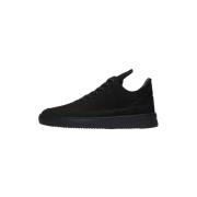 Filling Pieces Låg Top Ripple Nubuck All Black Black, Herr