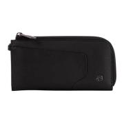 Piquadro Läderclutch plånbok med dragkedja Black, Dam