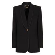 Elisabetta Franchi Elegant Viskoskavaj med Kontraststygn Black, Dam