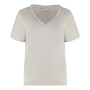 Calvin Klein Räfflad krage bomull T-shirt Beige, Dam