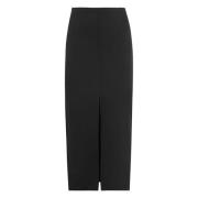 Isabel Marant Bomull Cady Midi Kjol med Slits Black, Dam