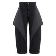 JW Anderson Cropped bomullsjeans med fickor Black, Dam