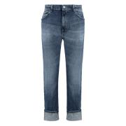 Dondup Slim Fit Jeans med Metallknappar Blue, Herr