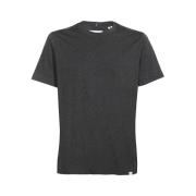 Les Deux Bomull Ribbad Crew T-shirt Gray, Herr