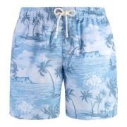 Palm Angels Solnedgångs Tryck Simshorts Blue, Herr