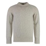 Drumohr Räfflad Lamull Crew-neck Sweater Gray, Herr