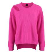 PINKO Räfflad ullblandad pullover med urklipp Pink, Dam