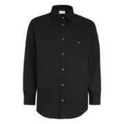 Drole de Monsieur Twill Skjorta med Rundad Nederkant Black, Herr