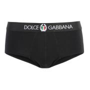 Dolce & Gabbana Logo Elastiska Bomullsbriefs Black, Herr