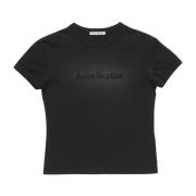 Acne Studios Svart Logo Faded T-shirt Modern Fit Black, Dam