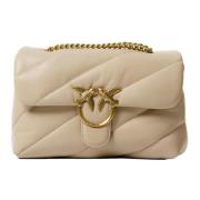 PINKO Love Puff Classic Sheep Nappa Väska Beige, Dam