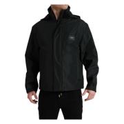 Dolce & Gabbana Svart Windbreaker Jacka med Logodetaljer Black, Herr