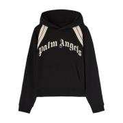 Palm Angels Svart Logotyp Tryckad Huvtröja Black, Herr