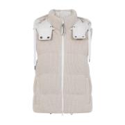 Brunello Cucinelli Cdr24 Burro Gilet Beige, Dam