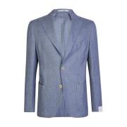 Eleventy Mjuk Patch Pocket Linne Ull Silk Jacka Blue, Herr