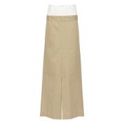 Maison Margiela Elegant Maxi Kjol för Kvinnor Beige, Dam