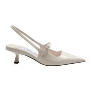 Jimmy Choo Lackläder Slingback i Mjölkfärg Beige, Dam