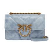 PINKO Love Bag Mini Läder Axelväska Blue, Dam