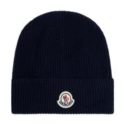 Moncler Bomullshatt med logopatch Blue, Herr