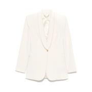 Elisabetta Franchi Crepe Blazer med Kontrastsömnad Yellow, Dam