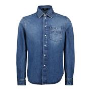 Versace Denimskjorta med broderat logotyp Blue, Herr