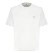 Brunello Cucinelli Vit Bomull T-shirt Rund Hals Korta ärmar White, Her...