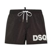 Dsquared2 Tryckt Logobadshorts Svart/Vit Black, Herr