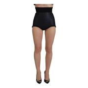 Dolce & Gabbana Quiltade High-Waist Silk Shorts Svart Black, Dam