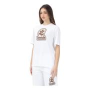 Dsquared2 Vit T-shirt med Oversized Logo Print White, Dam