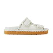 Bottega Veneta Platta Muldyr Sandaler med Kardborreband White, Dam