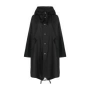 Jil Sander Bomullshuvad parka med logodetalj Black, Dam