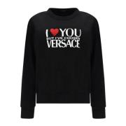 Versace Logotyp Bomullssweatshirt med Nitar Black, Dam