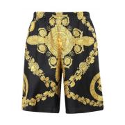 Versace Silke Shorts med Dragsko och Medusa Detalj Multicolor, Herr