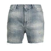 Saint Laurent Destroyed Denim California Shorts Blue, Herr