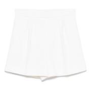 Max Mara Vita ull canvas shorts med veckdetaljer White, Dam