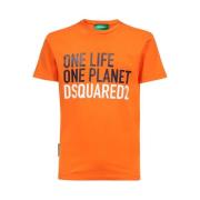 Dsquared2 Tryckt Crew-neck T-shirt Orange, Herr