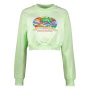 Casablanca Kort bomulls sweatshirt med lapp Green, Dam