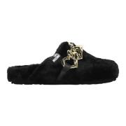 Love Moschino Faux Fur Slip-On Mules Black, Dam