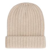 Malo Räfflad stickad kashmirhatt Beige, Unisex