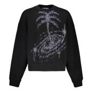 Palm Angels Tryckt Bomullsweatshirt med Framtryck Black, Herr