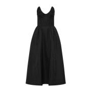 Rebecca Vallance Svart Taffeta Midi Klänning med Korsett Black, Dam