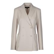 Max Mara Weekend Dubbelknäppt ullblazer med slagkrage Beige, Dam