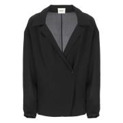 Khaite Silkesvart blus med slagkrage Black, Dam